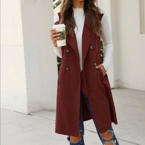 Long Button Vest with Pockets